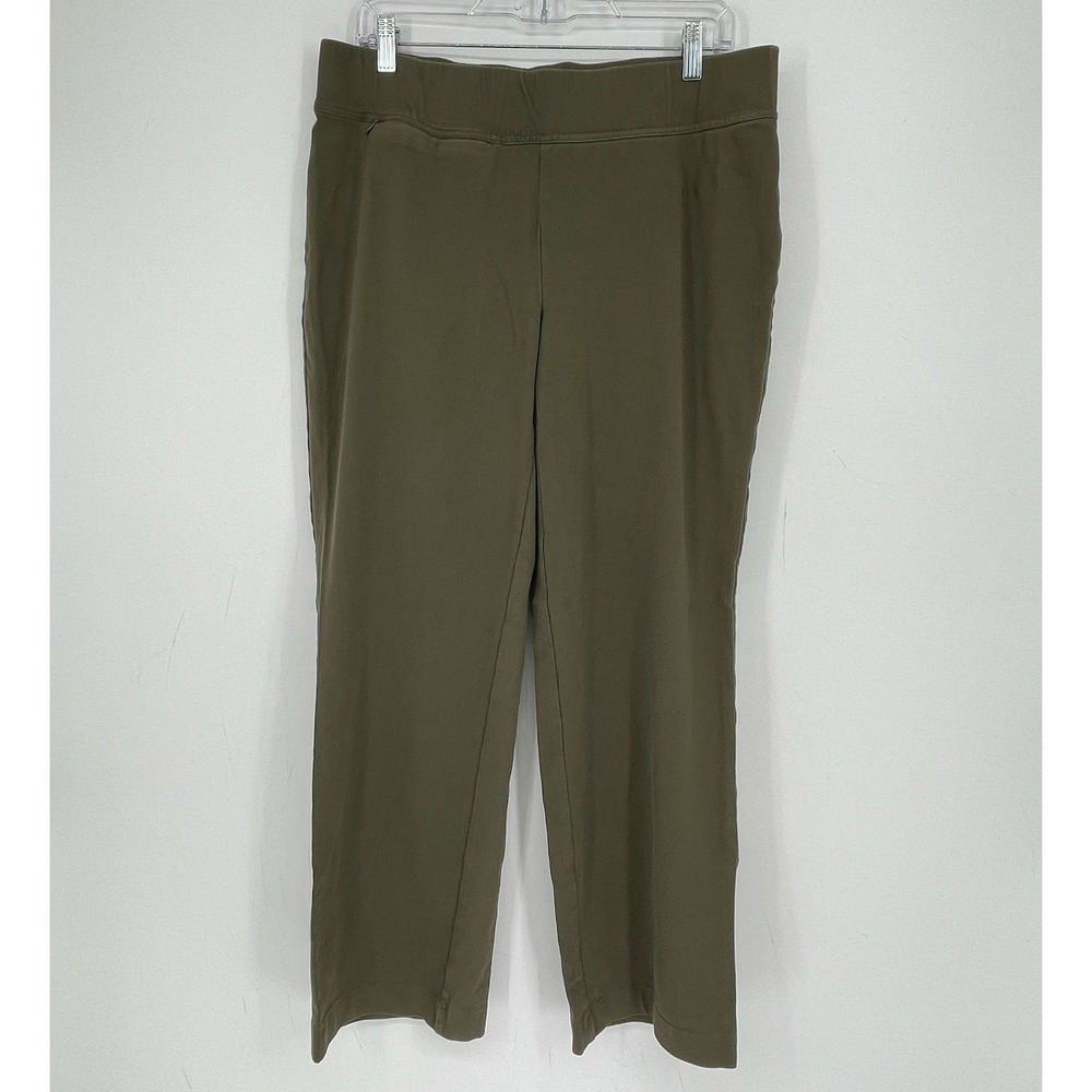 Lands' End Women's Green Stretch Pull On Straight Leg Casual Pants Size L 14-16